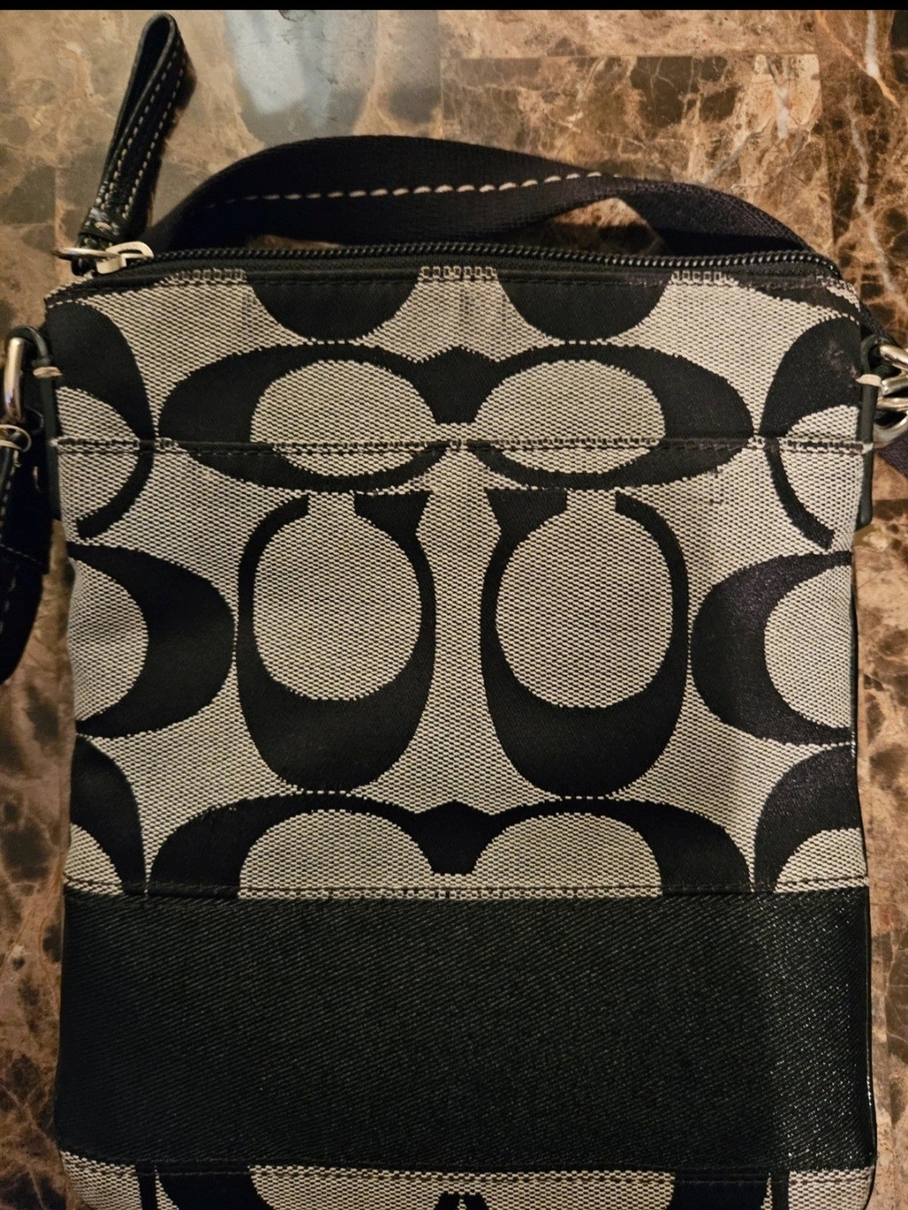 Vintage Coach Signature Crossbody Bag in Black and Gray
